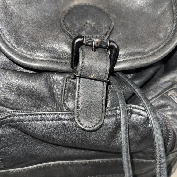 Tumi rucksack backpack Black Leather vintage durable - Picture 3 of 7